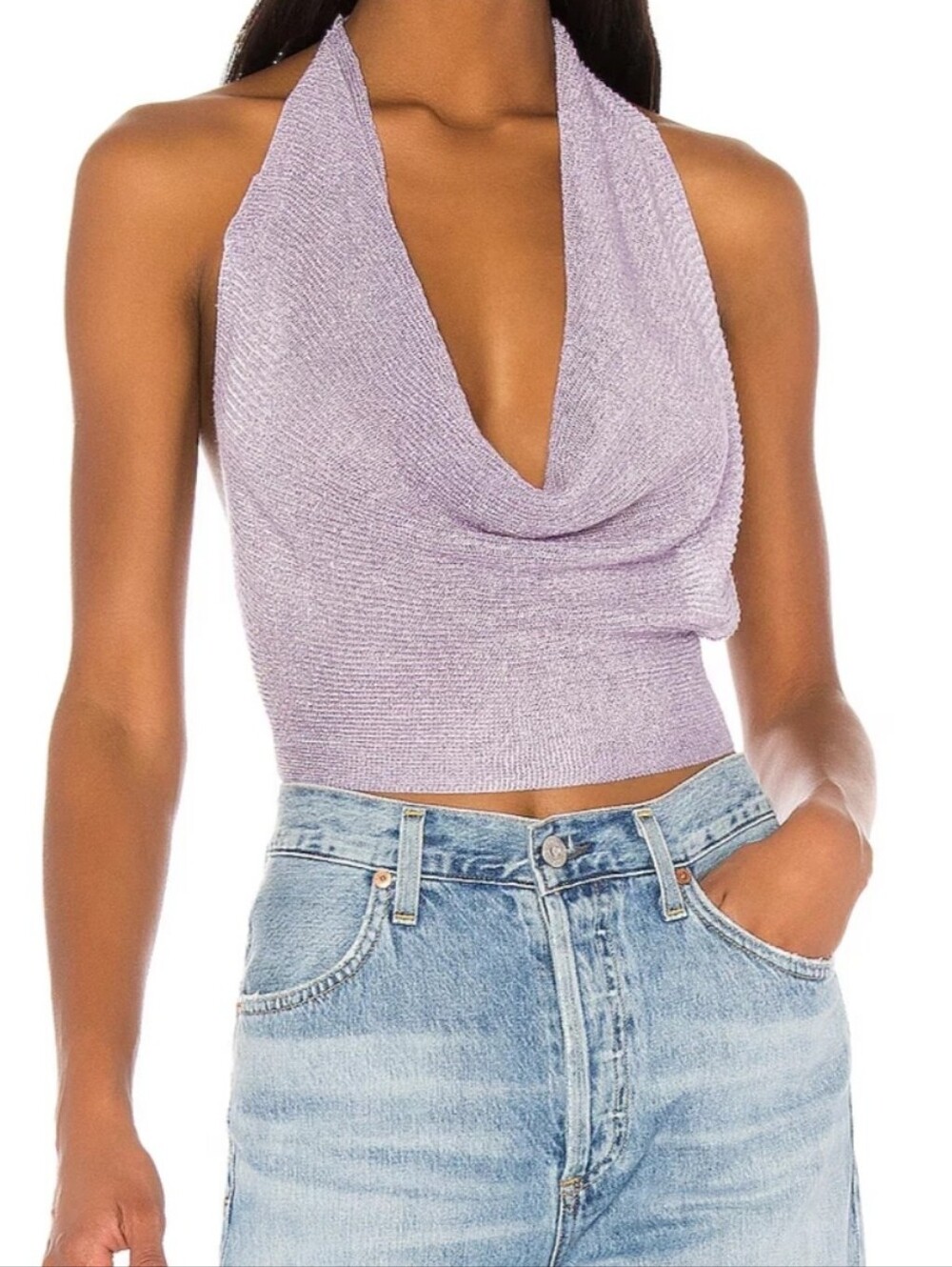 Superdown Rubie Cowl Neck Halter Top
